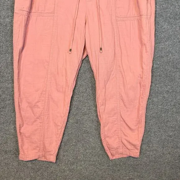 Old Navy Pants Womens XL Pink Salmon Tapered Bohemian Cropped‎ Boho Oversized - Picture 3 of 11